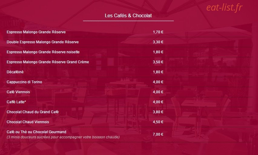 Le Grand Café de la Préfecture — carte page 5