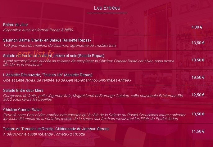 Le Grand Café de la Préfecture — carte page 1