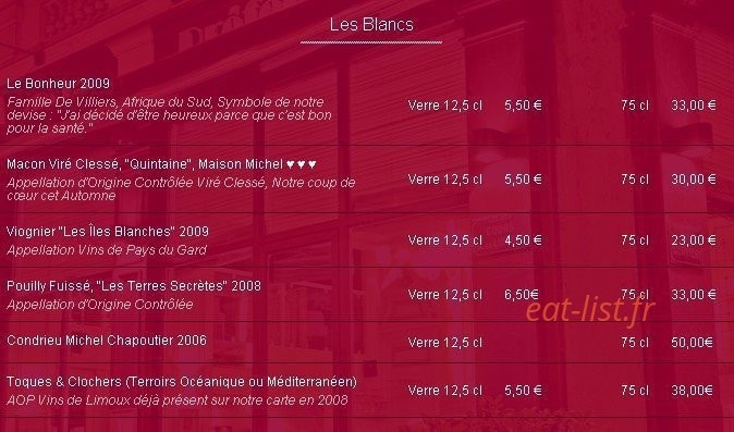 Le Grand Café de la Préfecture — carte page 11