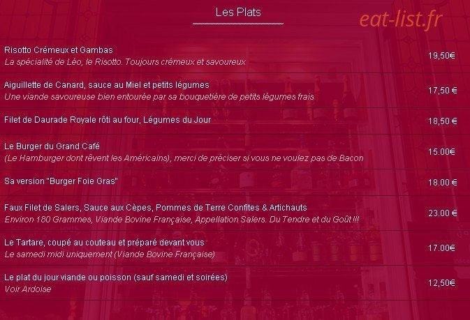 Le Grand Café de la Préfecture — carte page 3