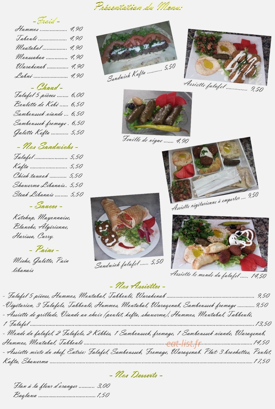 Le monde du falafel — carte page 1