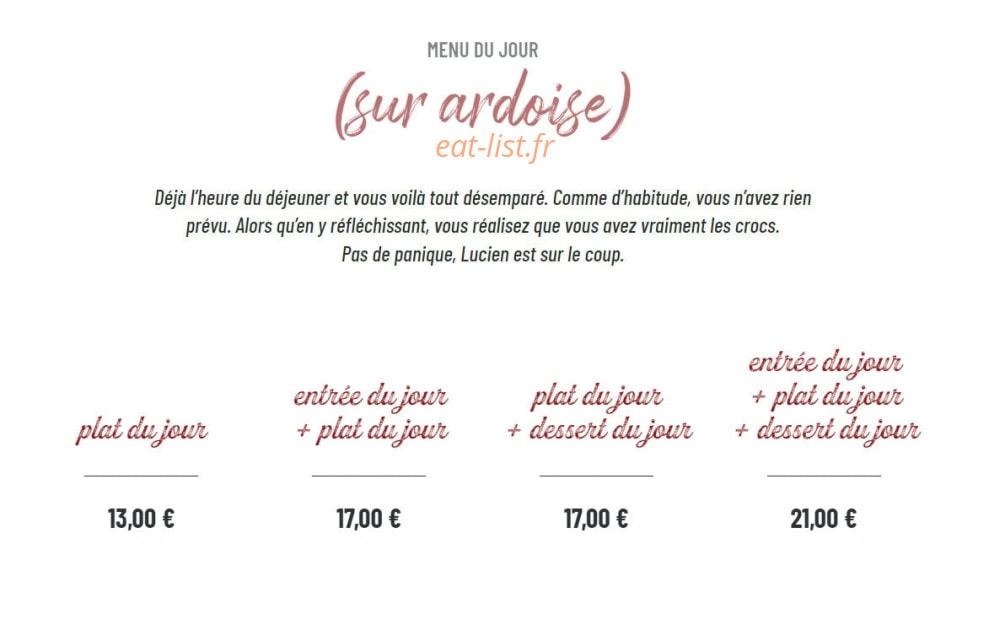 Le P'tit Lucien — carte page 1