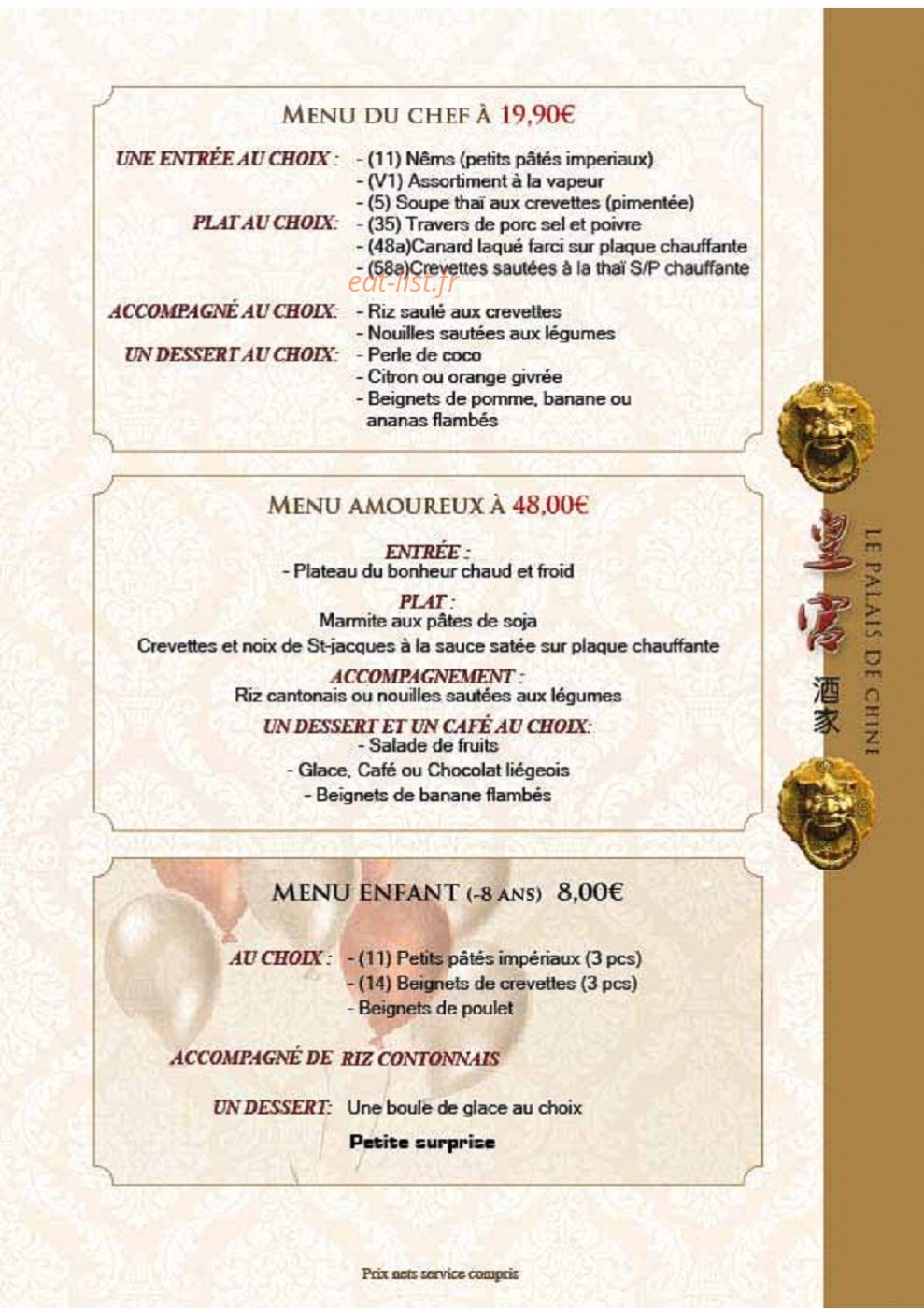 Le Palais de Chine — carte page 11