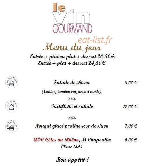 Le Vin Gourmand — carte page 1