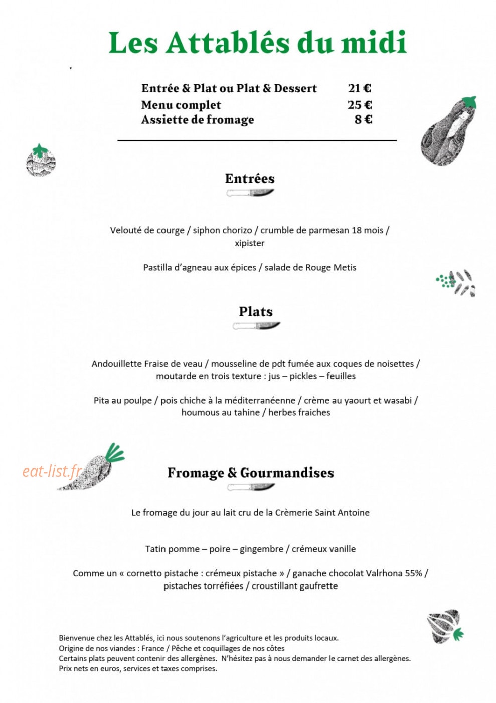 Les Attablés — carte page 1