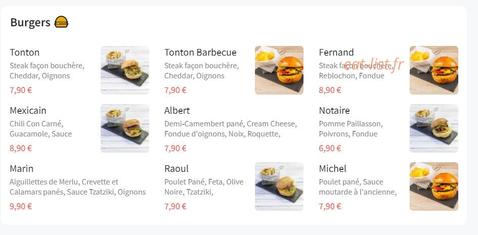 Les tontons burgers montchat — carte page 2