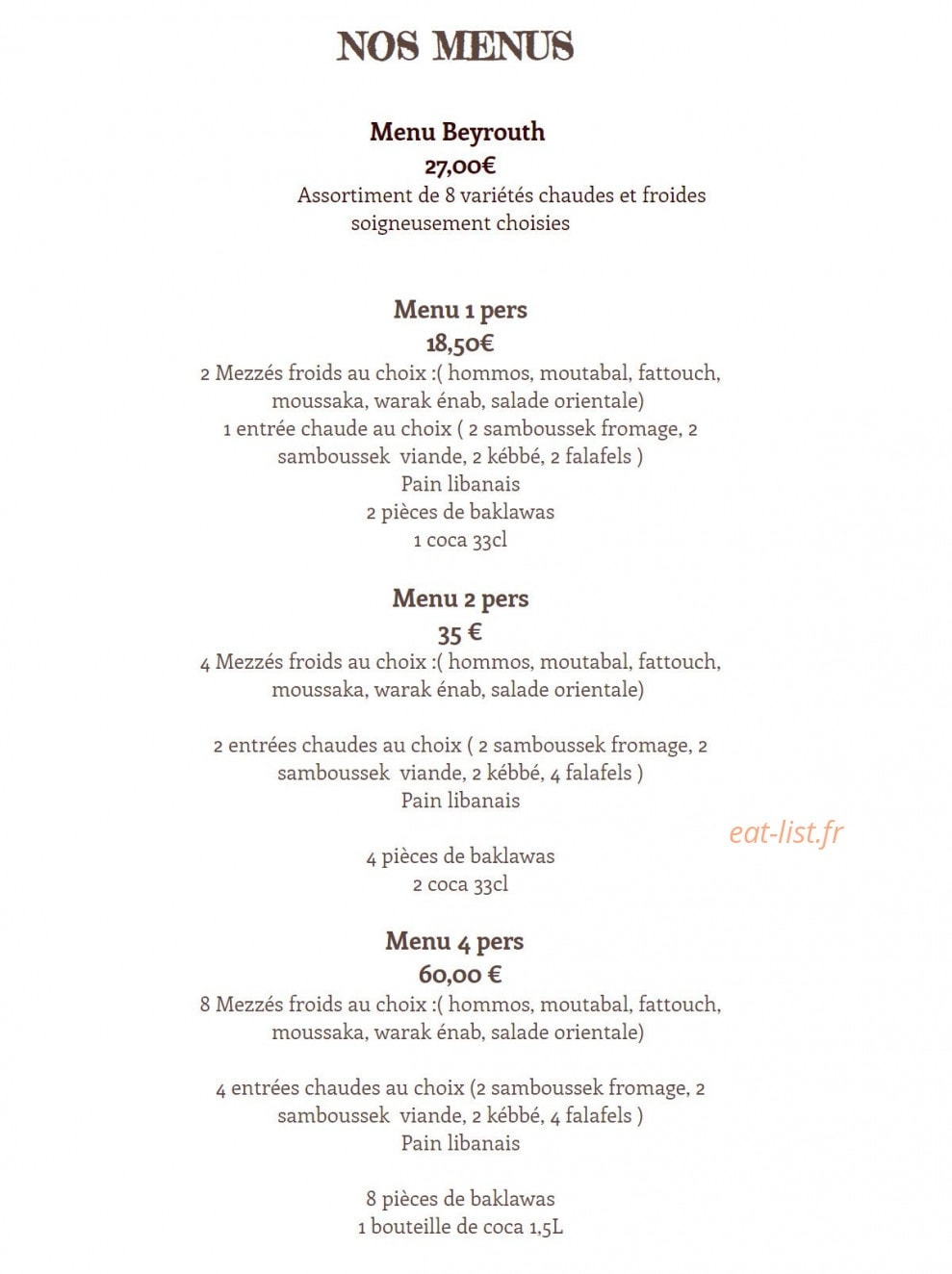 Libanais Lyon — carte page 3