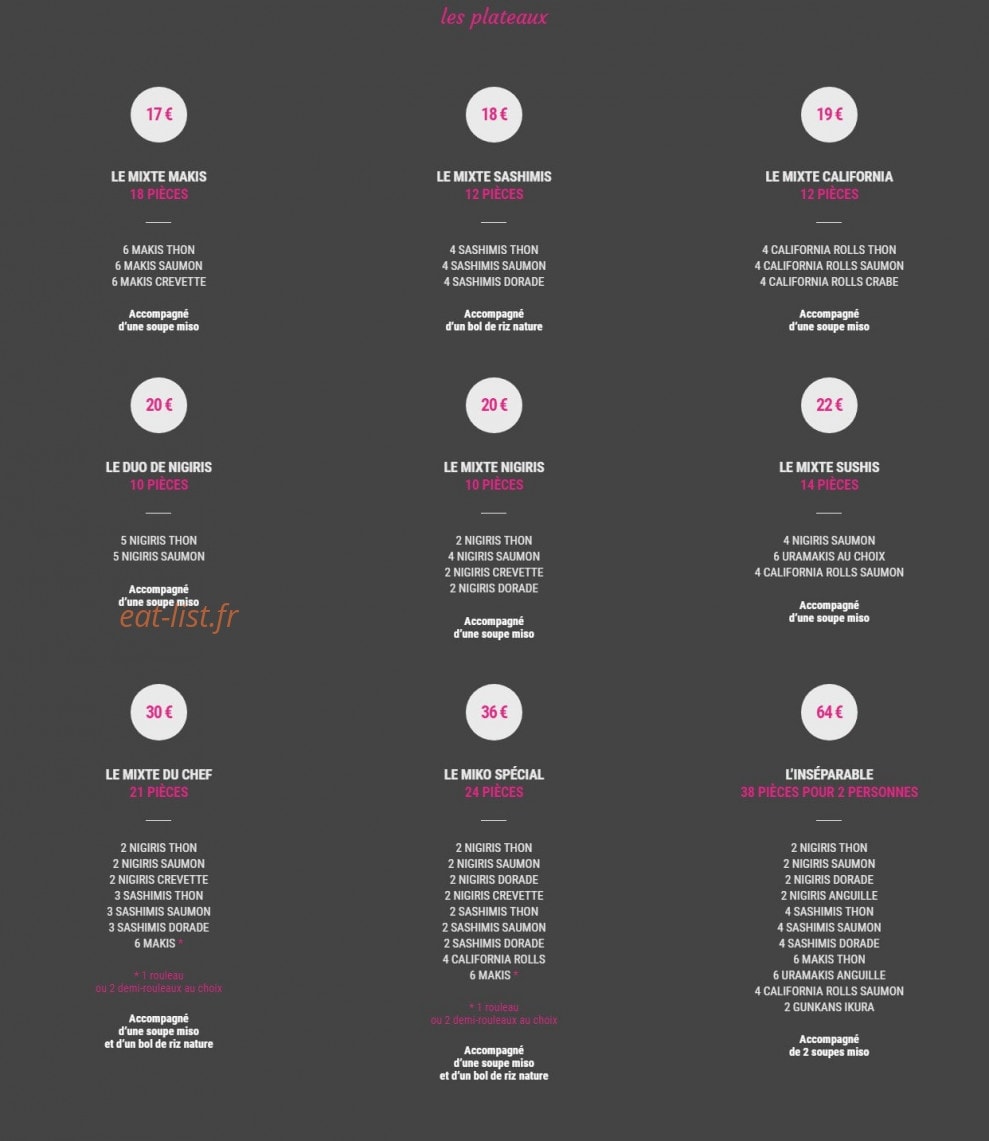 Miko Sushi — carte page 4