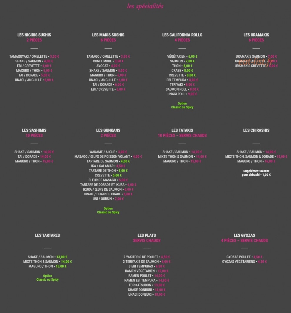 Miko Sushi — carte page 3