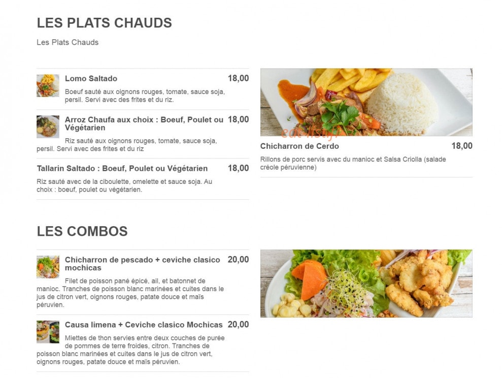 Mochicas Cafe — carte page 2