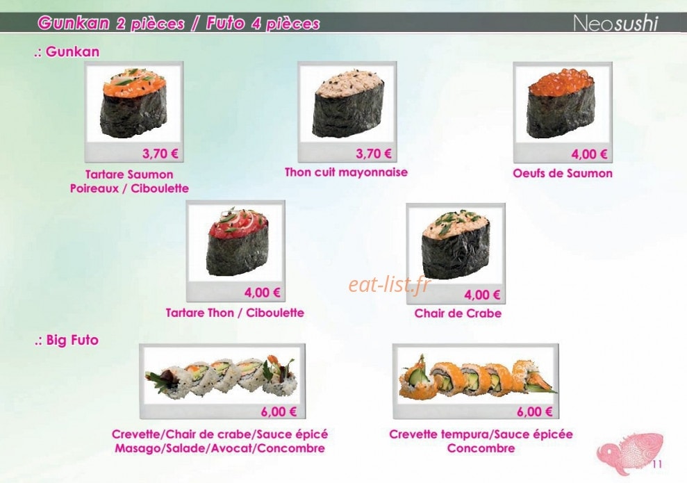 Neo Sushi — carte page 11