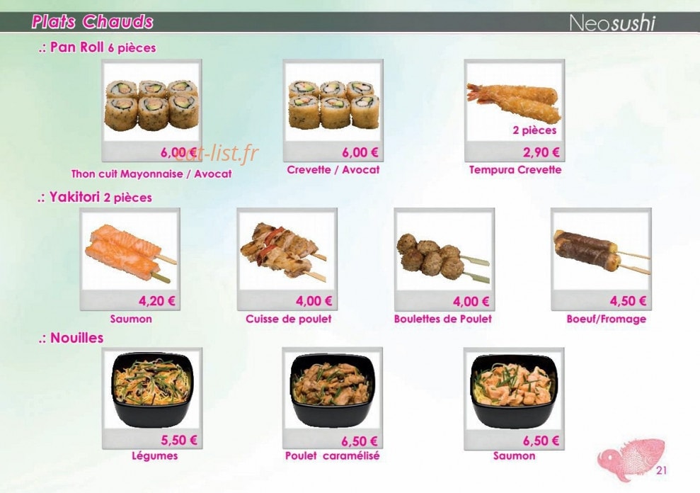 Neo Sushi — carte page 21