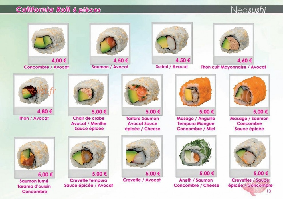 Neo Sushi — carte page 13