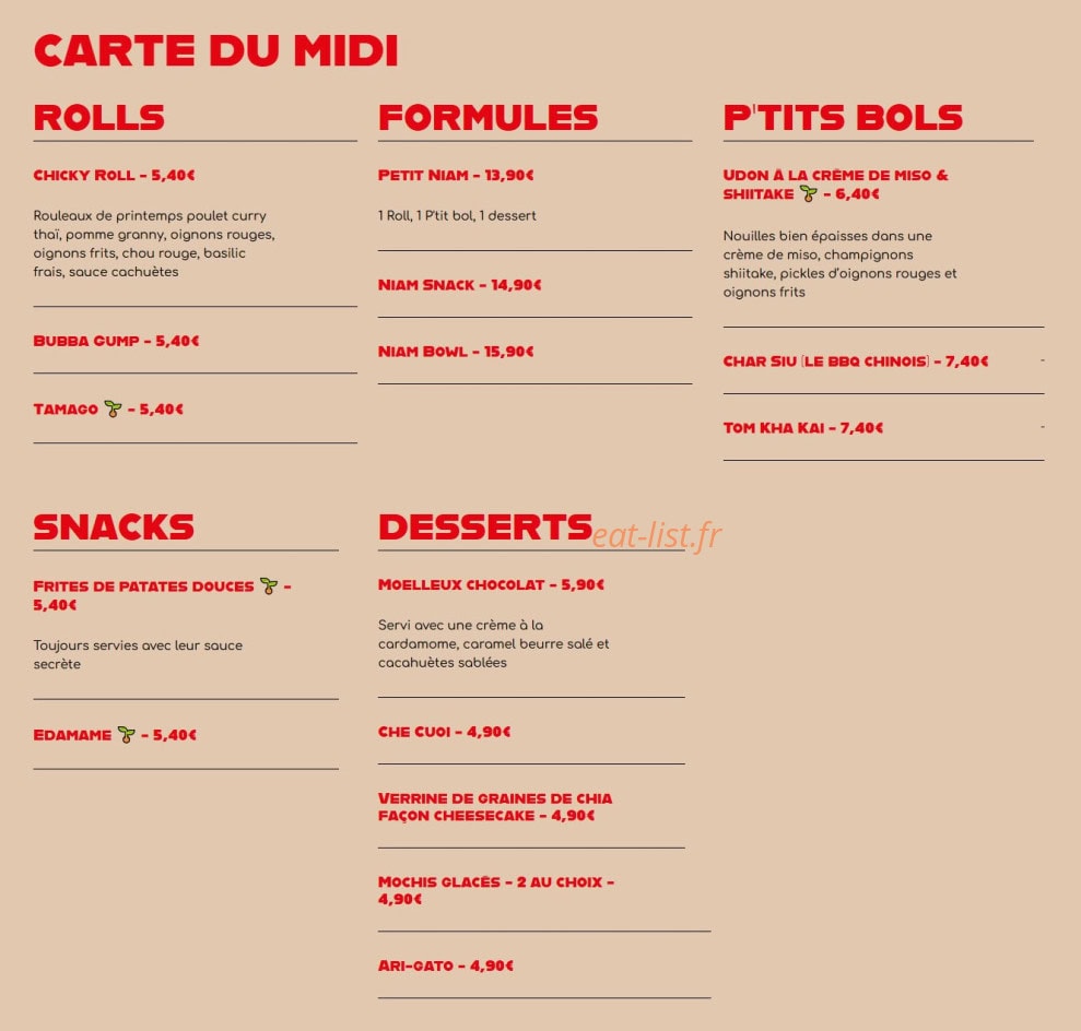 Niam Niam — carte page 1