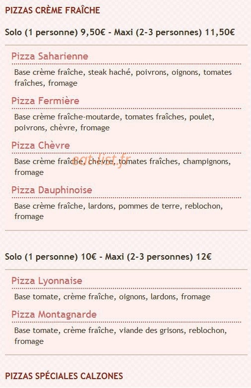 Pizza Lyon — carte page 3