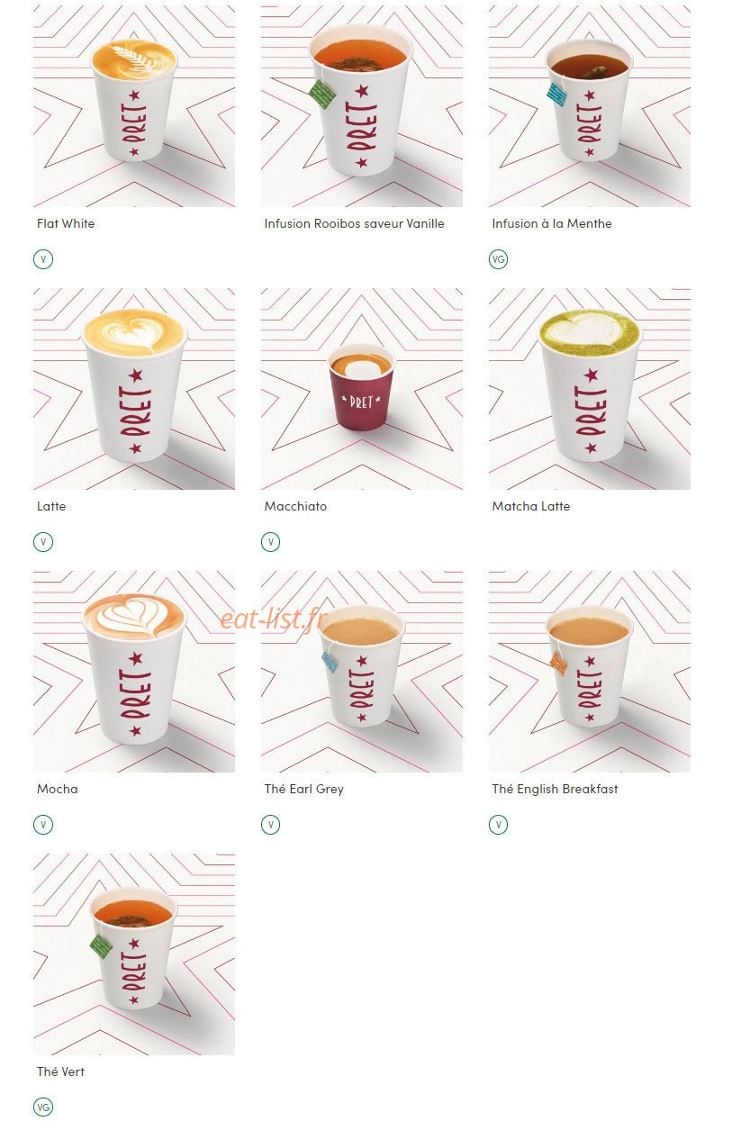 Pret A Manger — carte page 16