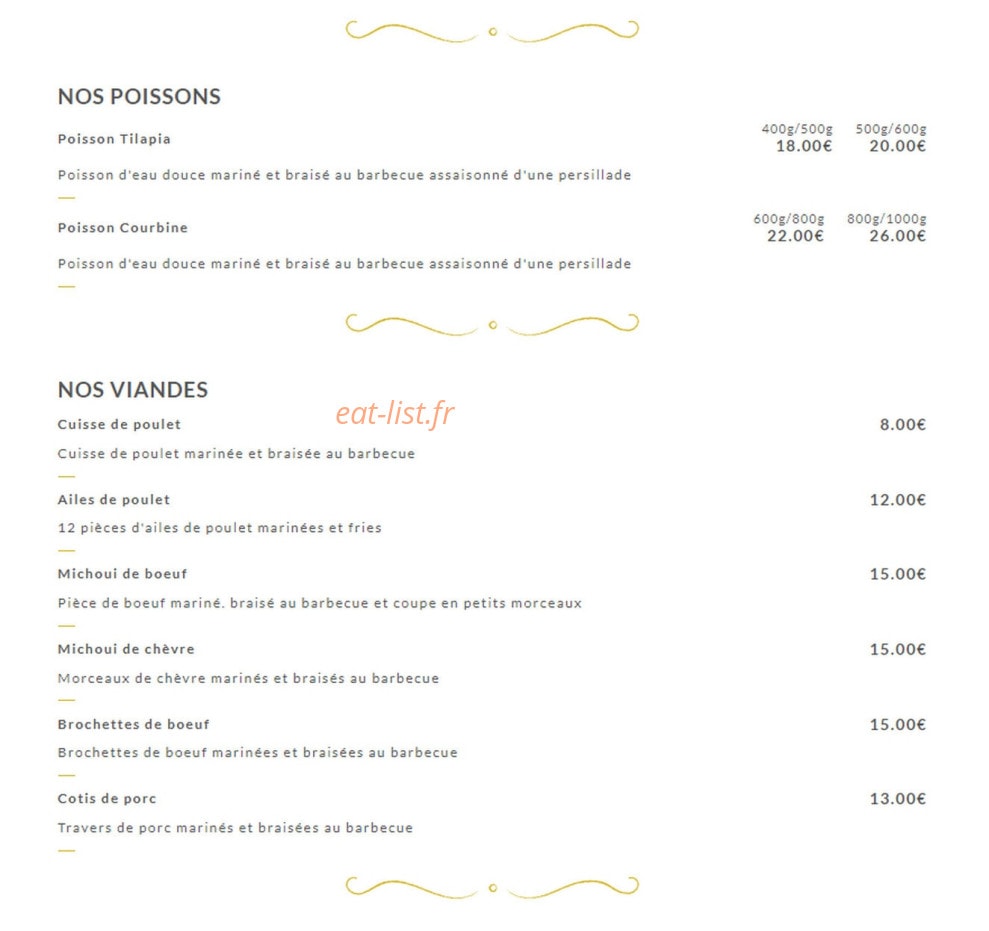 Restaurant Africana — carte page 2