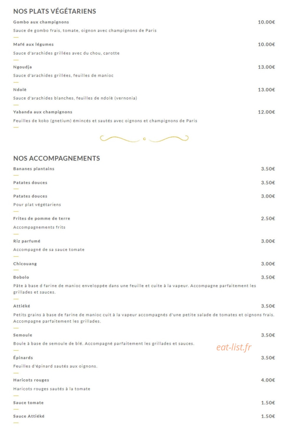 Restaurant Africana — carte page 4