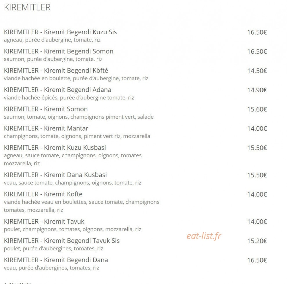 Restaurant Semazen — carte page 6
