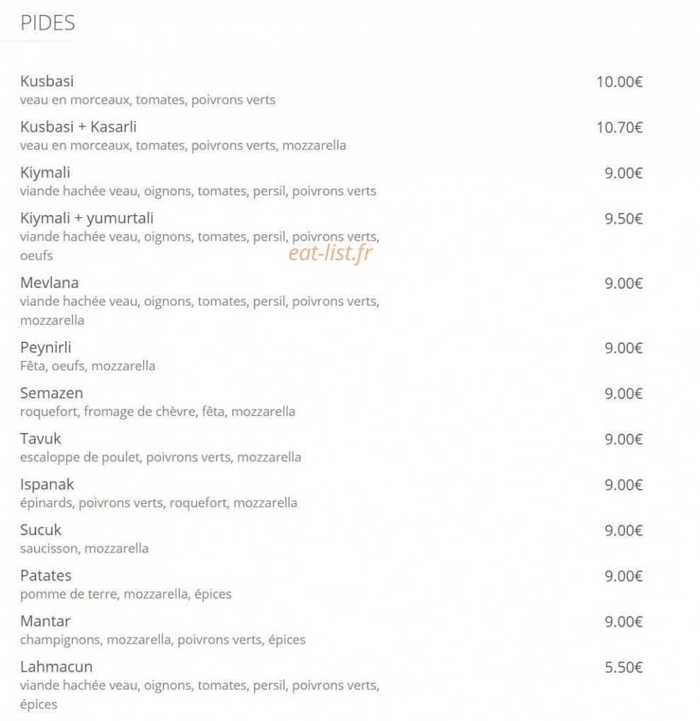 Restaurant Semazen — carte page 8