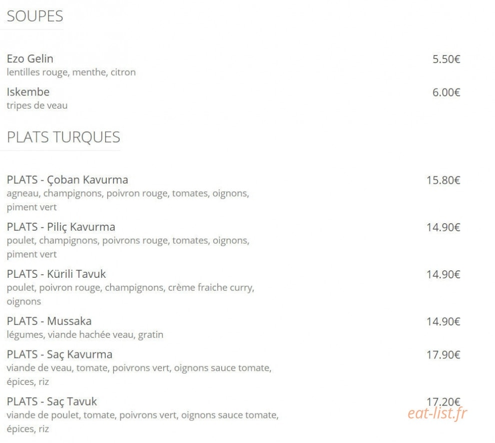 Restaurant Semazen — carte page 2