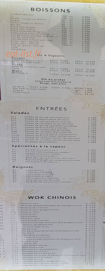 Restaurant Thaï Suois — carte page 3