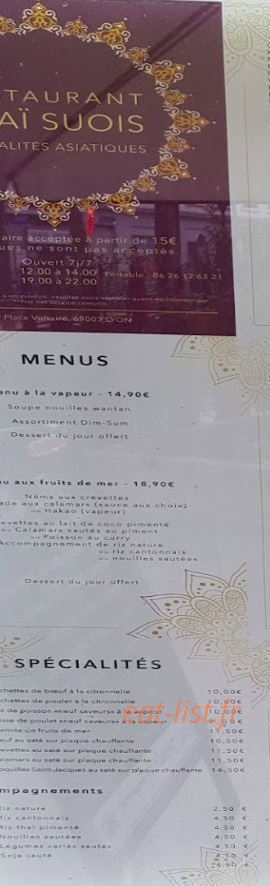 Restaurant Thaï Suois — carte page 2