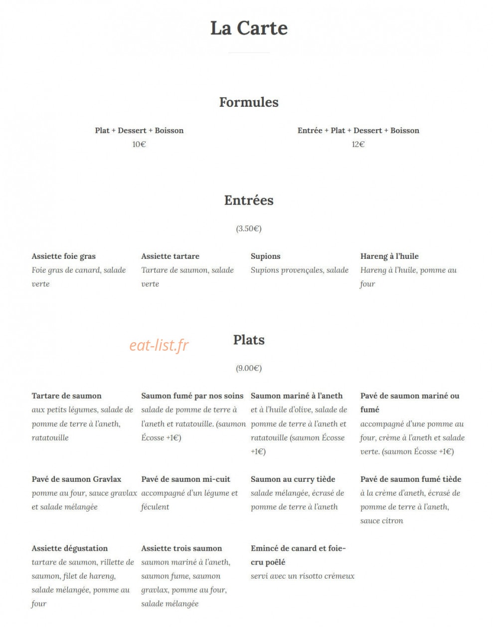 Saumon et Cie — carte page 1