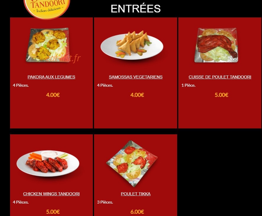 Star Tandoori — carte page 1