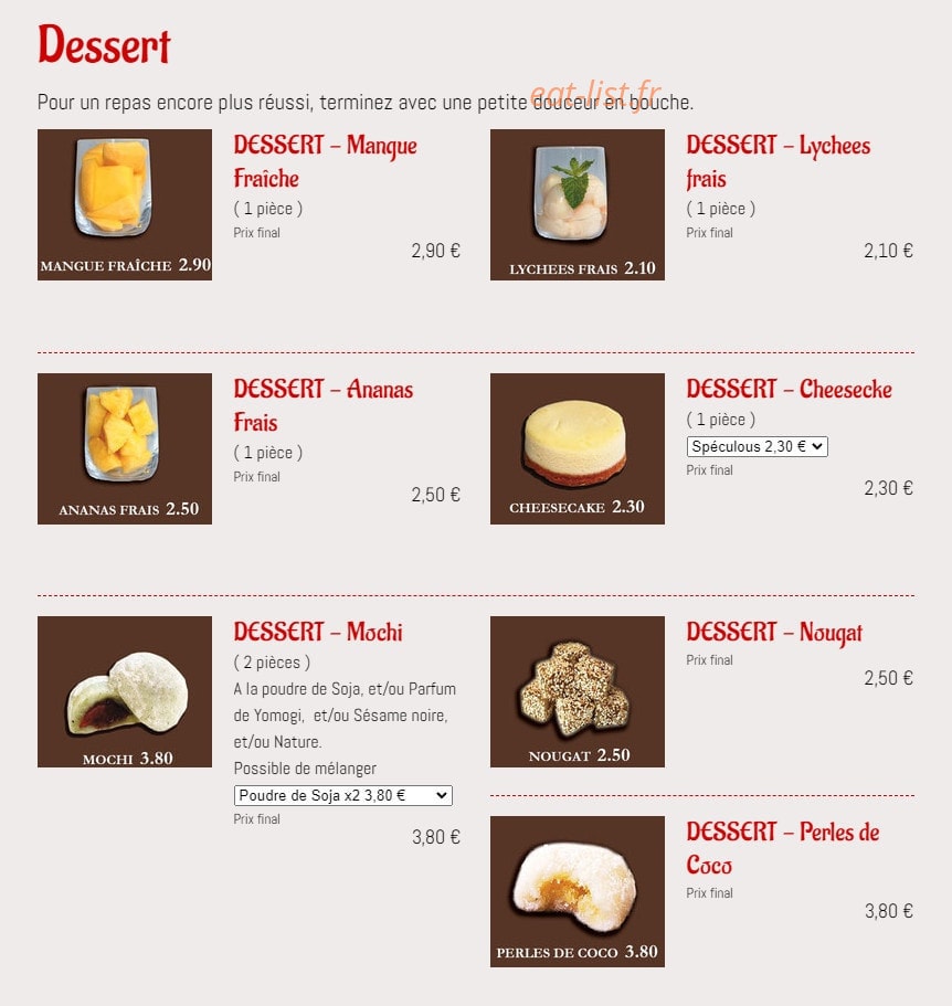 Sushi Love — carte page 17