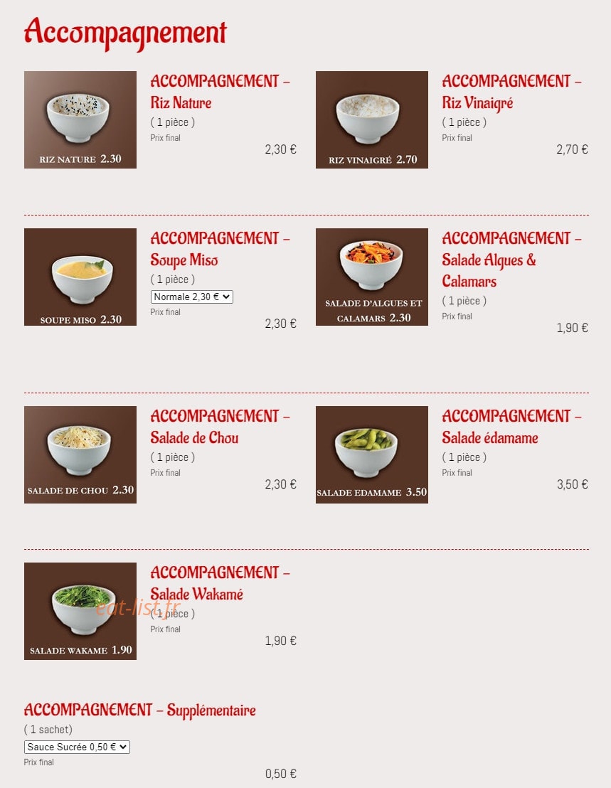 Sushi Love — carte page 16