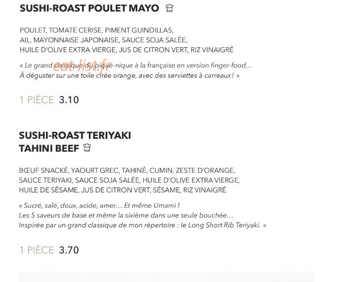 Sushi Shop — carte page 6