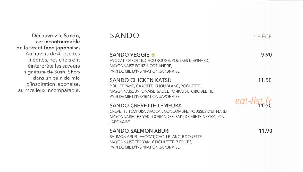 Sushi Shop — carte page 15