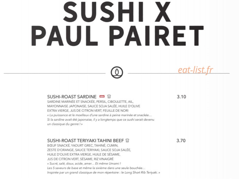 Sushi Shop — carte page 18
