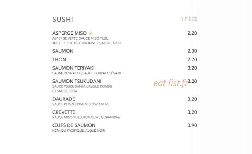 Sushi Shop — carte page 19