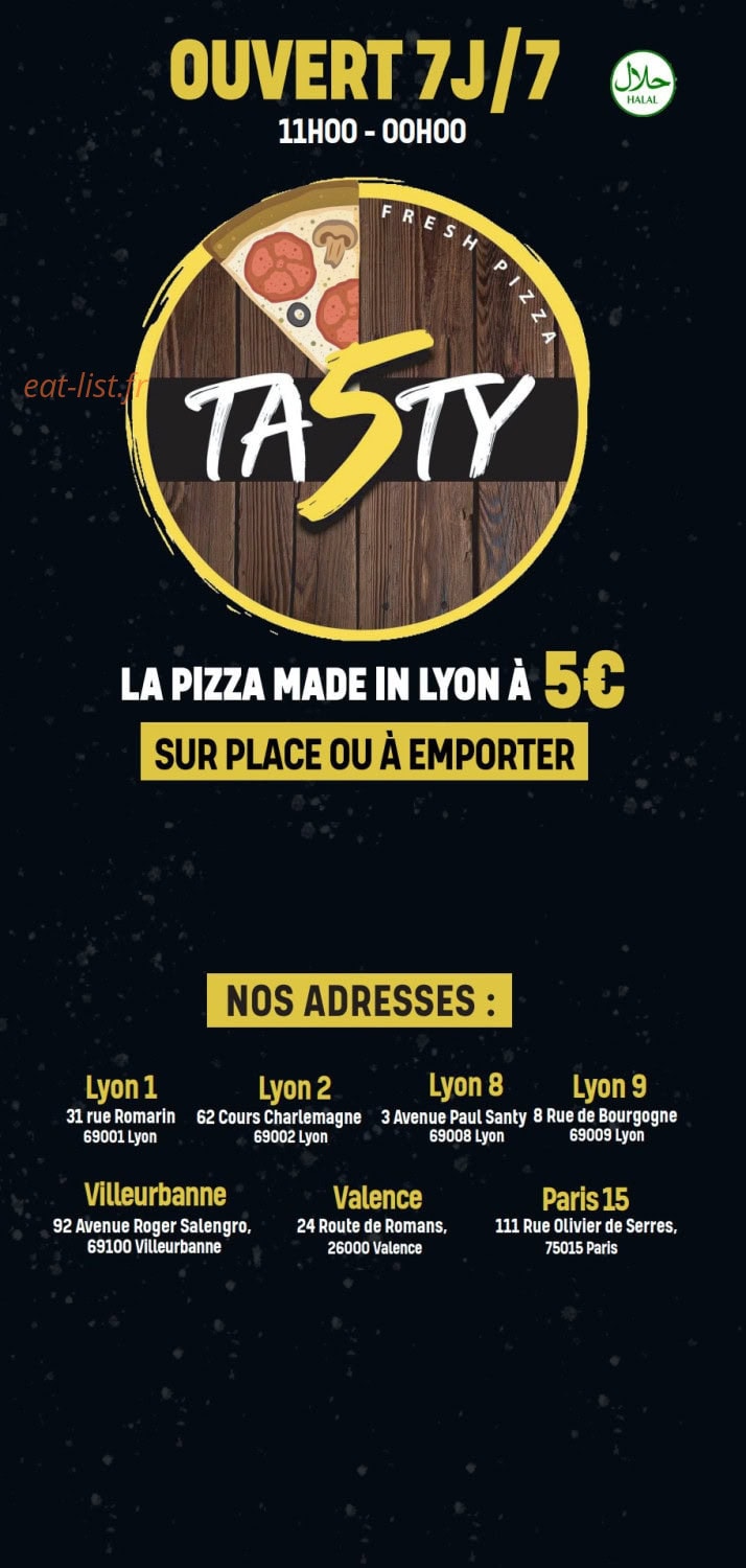 Ta5ty Pizza — carte page 1