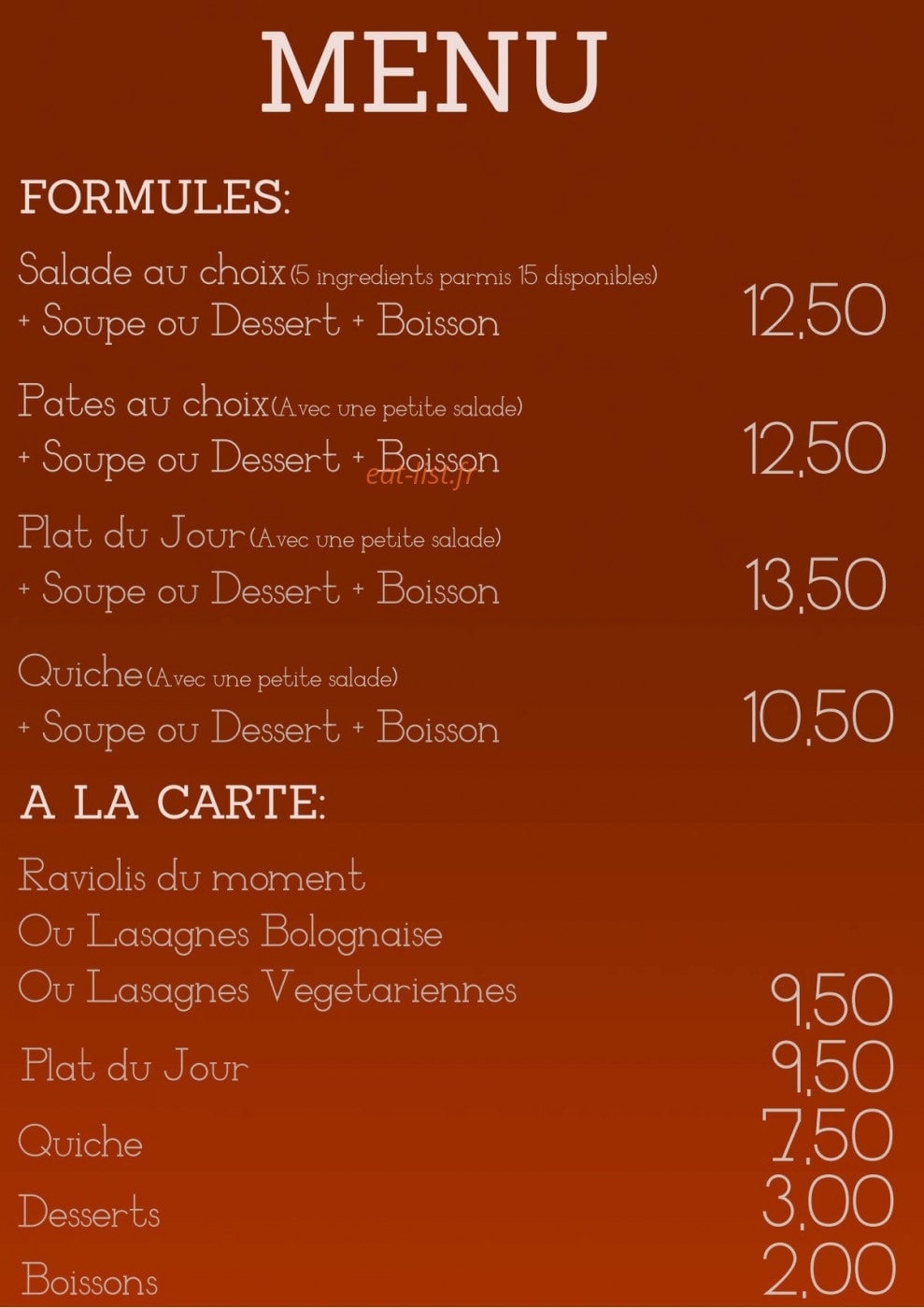 Toccata Cafè — carte page 1