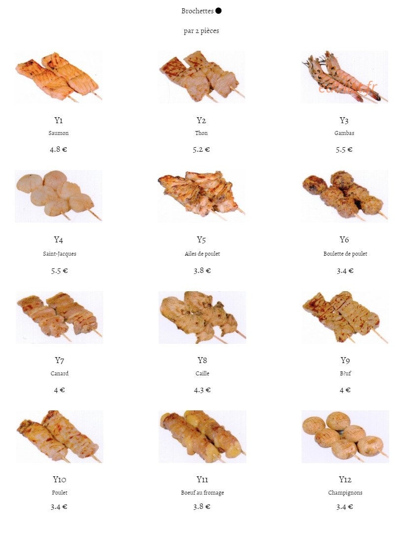 Tokyo restaurant — carte page 10