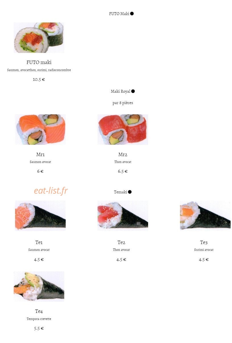 Tokyo restaurant — carte page 13