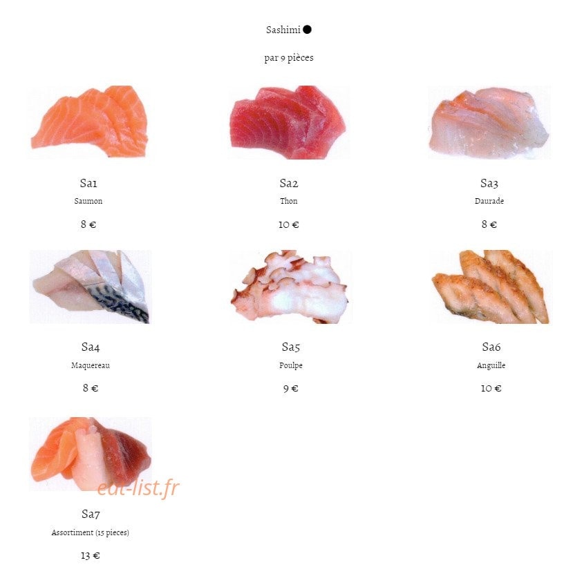 Tokyo restaurant — carte page 9