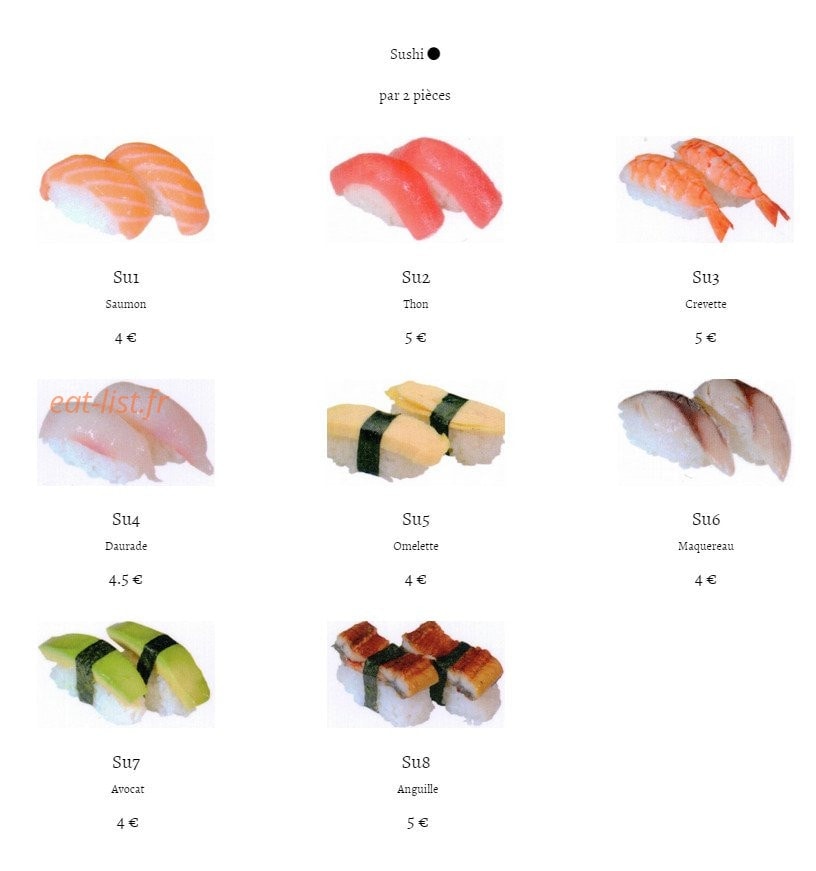 Tokyo restaurant — carte page 8