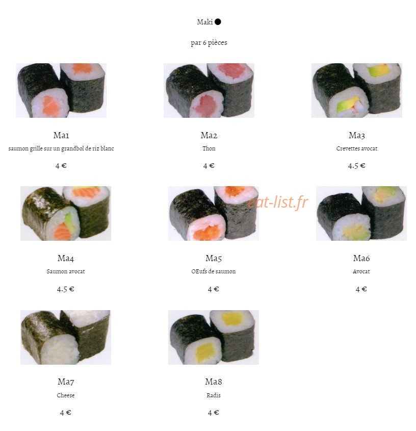 Tokyo restaurant — carte page 11