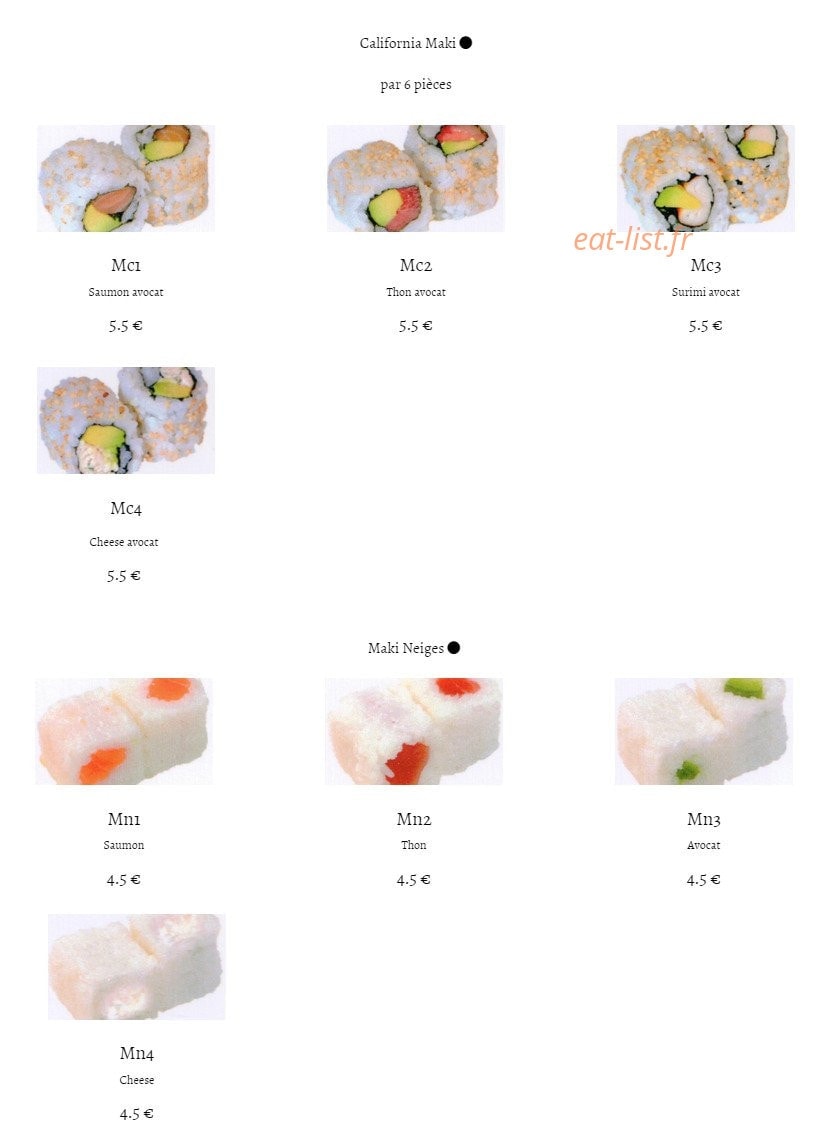 Tokyo restaurant — carte page 12