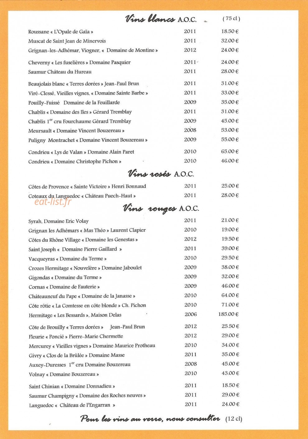 Bistrot des Voraces — carte page 2