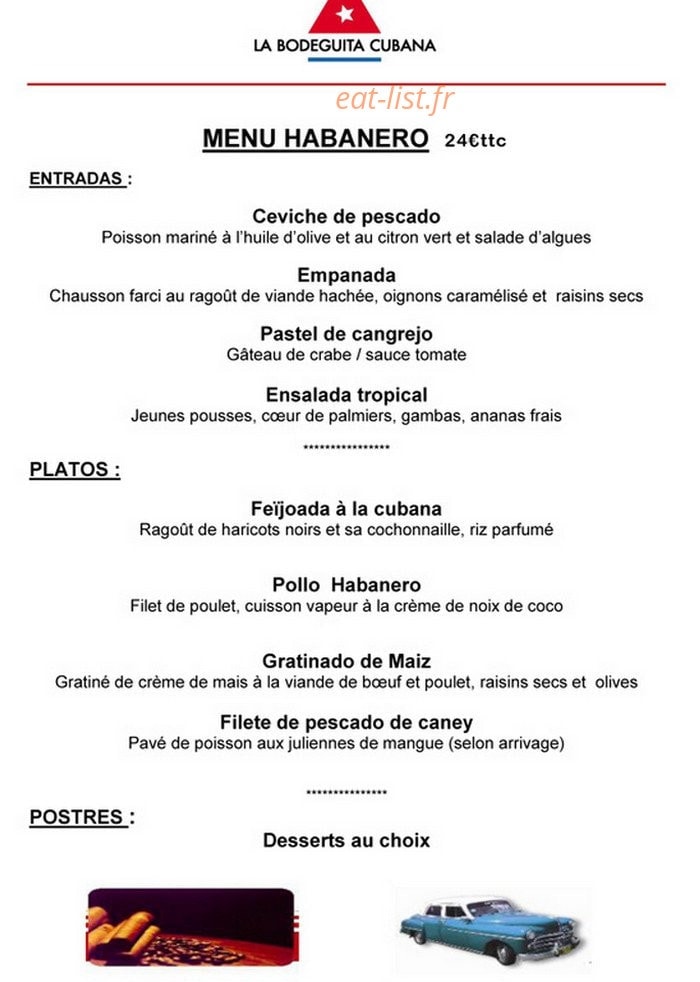 Bodeguita Cubana — carte page 1