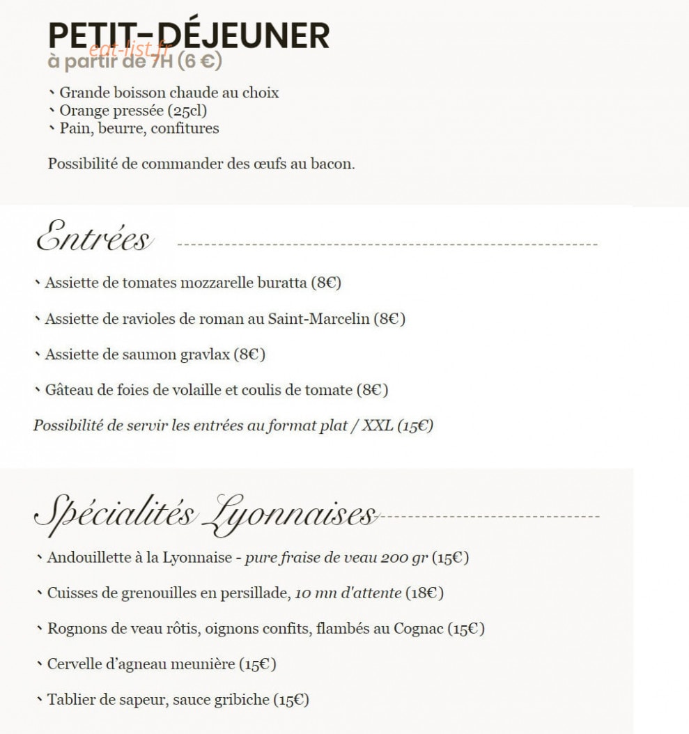 Brasserie Le Commerce — carte page 1