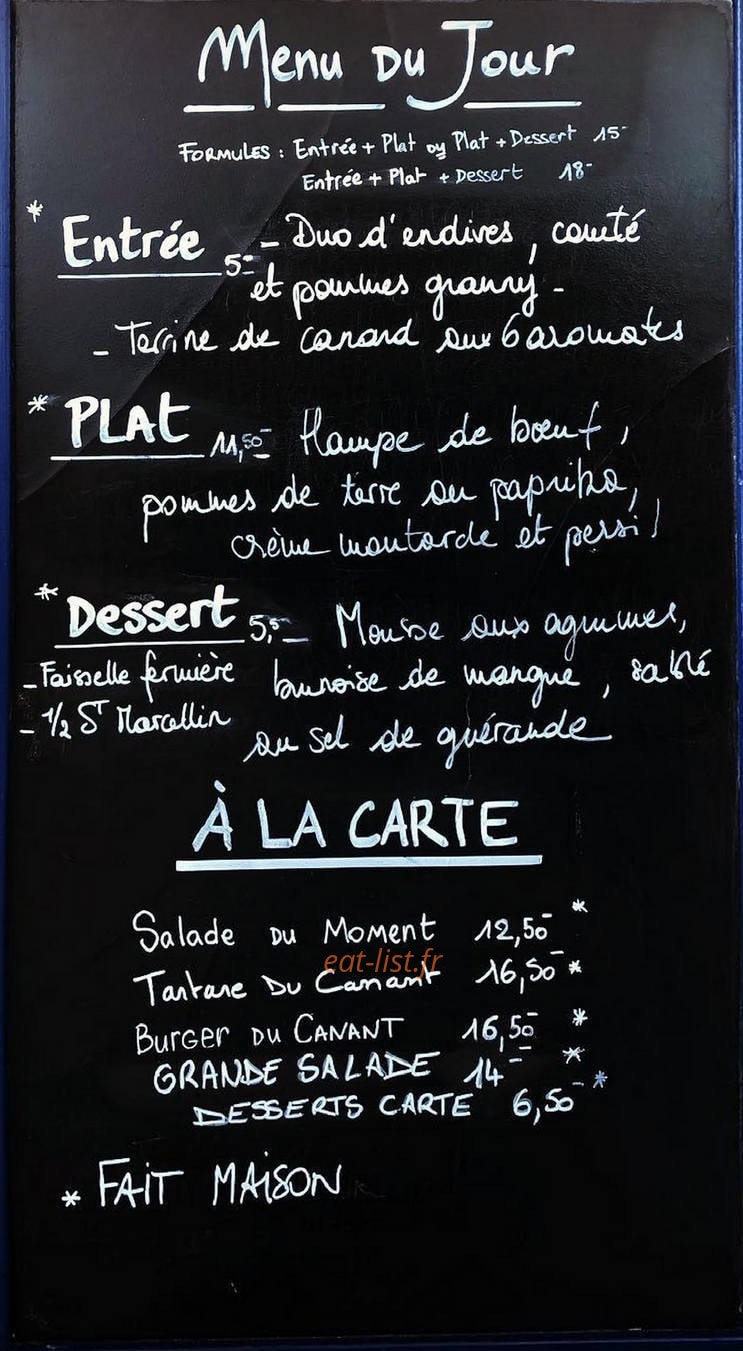Café Canant — carte page 1