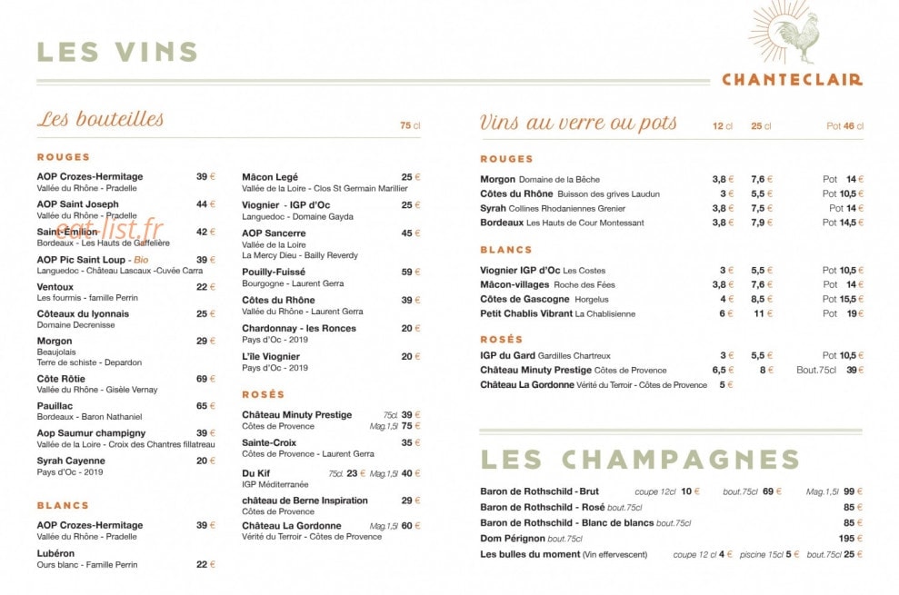 Café Chantecler — carte page 9