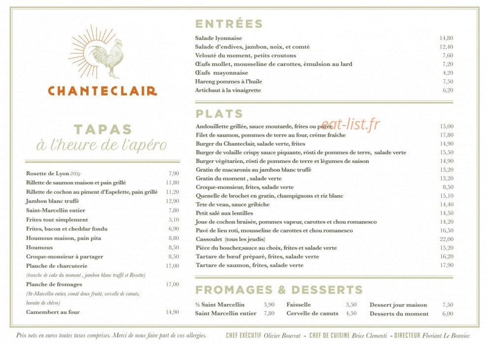 Café Chantecler — carte page 2