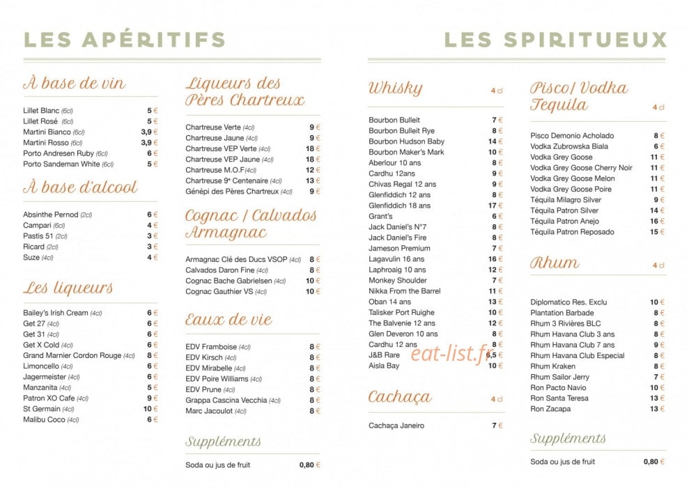 Café Chantecler — carte page 7